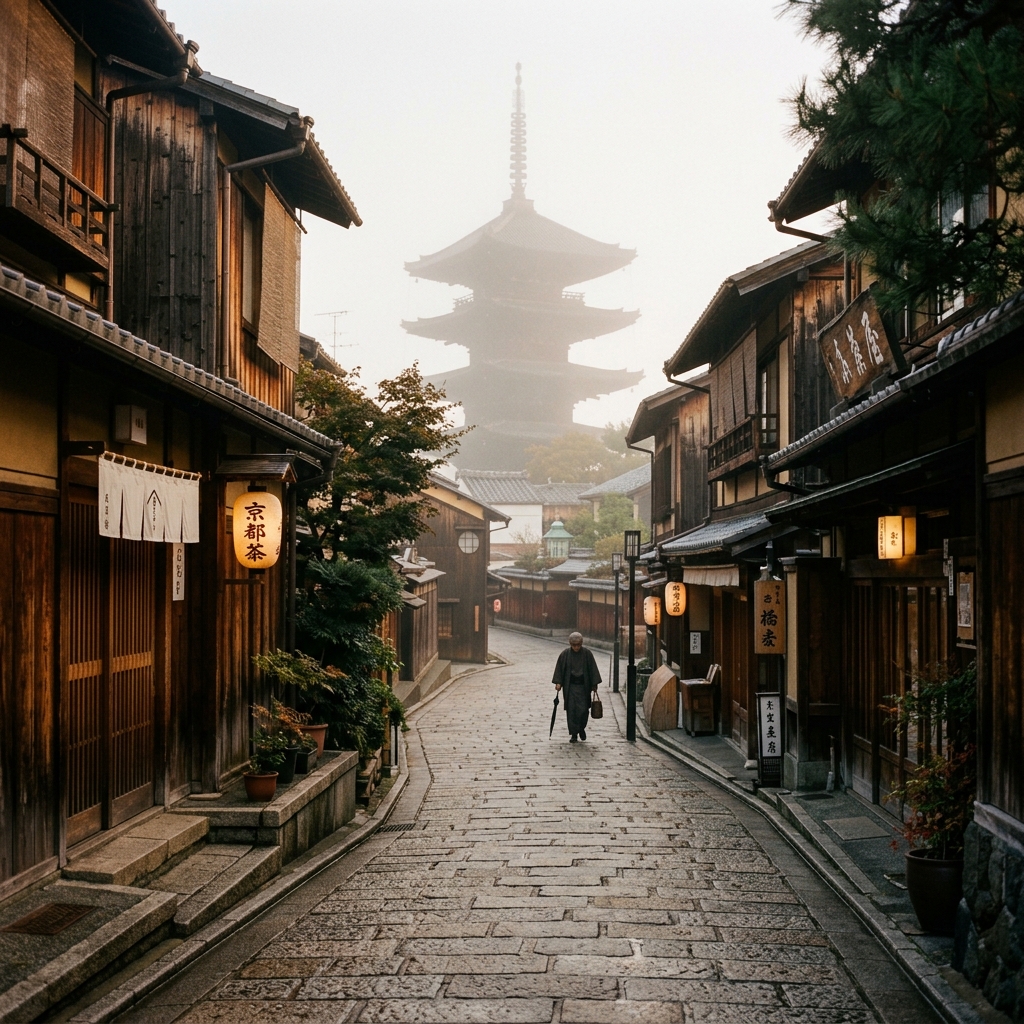 Higashiyama misty Kyoto morning